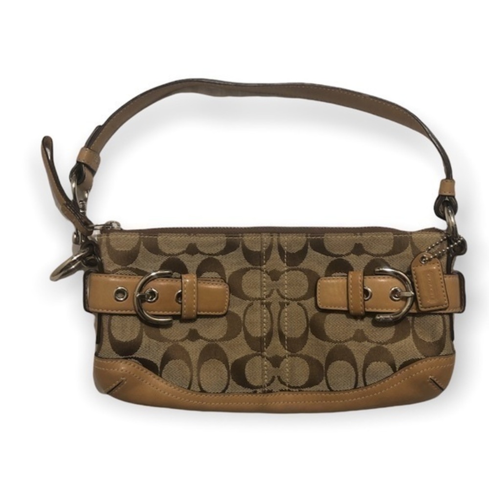 Coach 5107 vintage Y2K soho Hamptons signature brown and khaki mini bag baguette